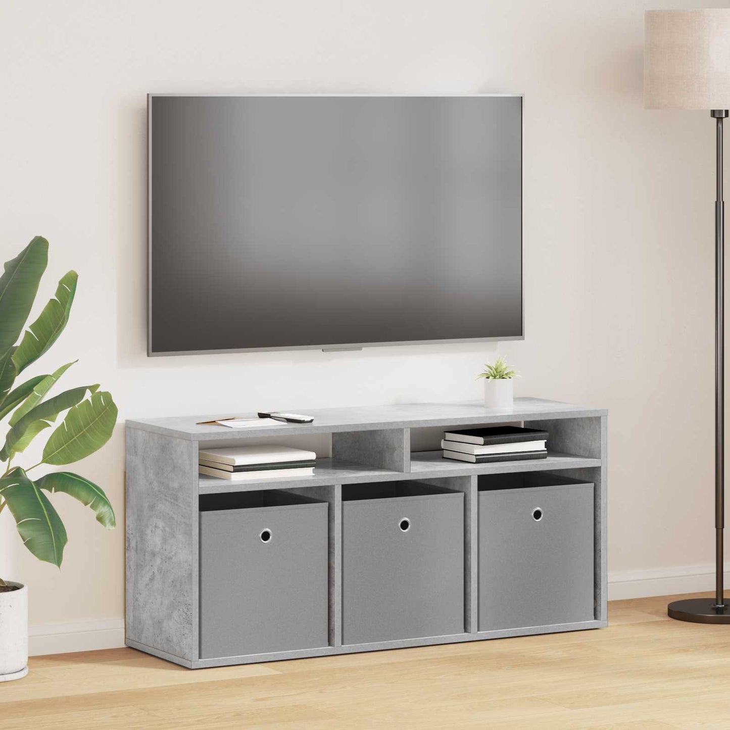 vidaXL Lowboard with Drawer Concrete Grey 102 x 32 x 48.5 cm 1