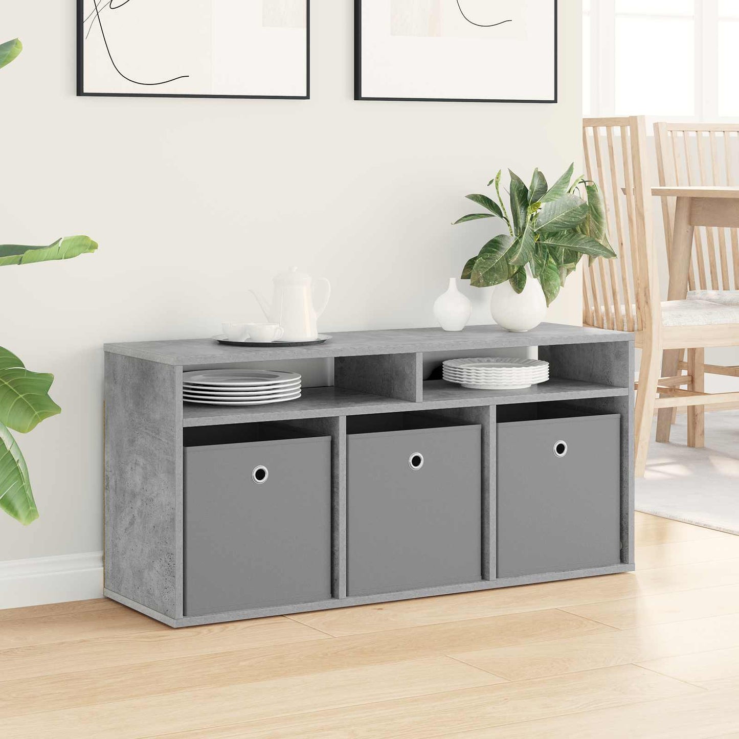 vidaXL Lowboard with Drawer Concrete Grey 102 x 32 x 48.5 cm 4