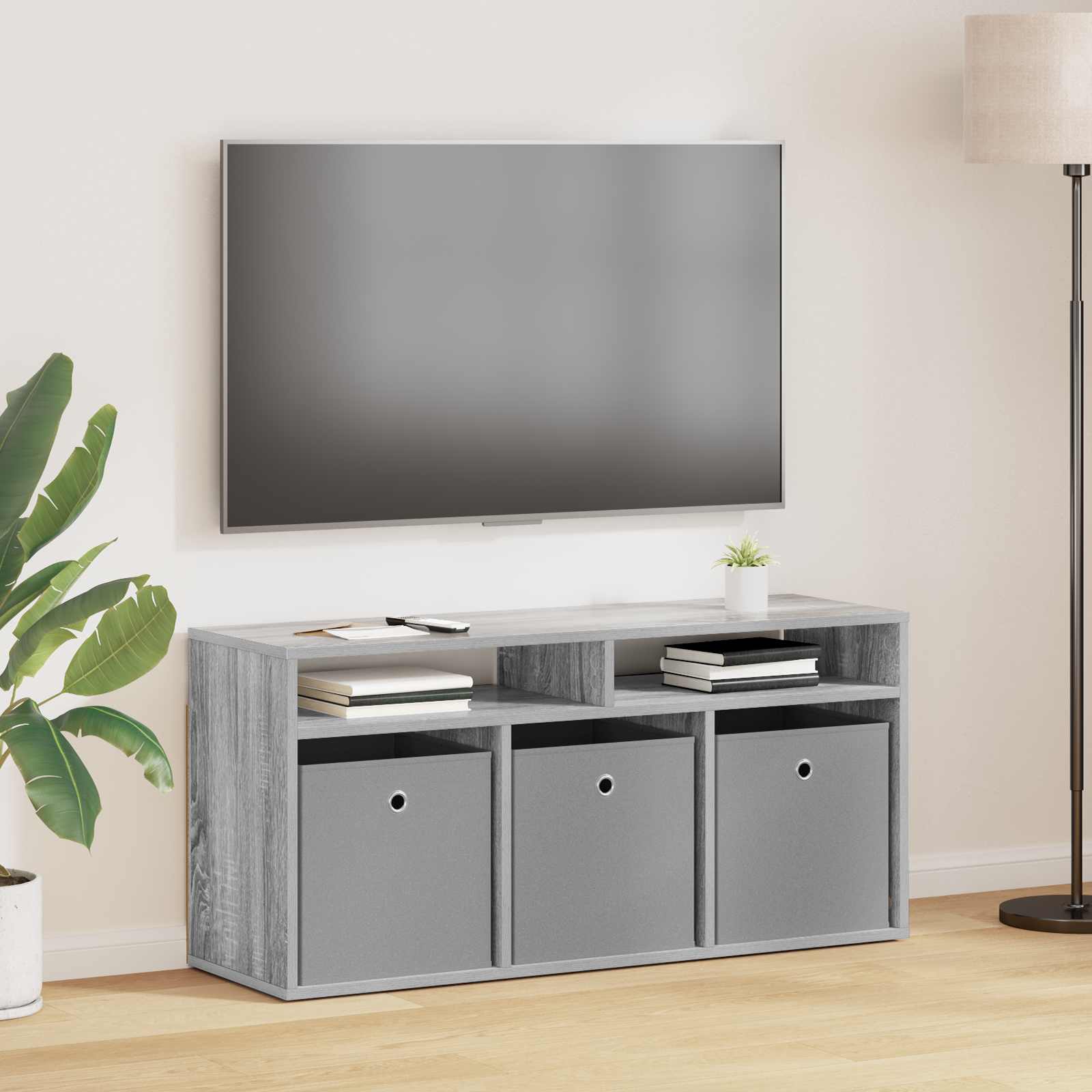vidaXL Lowboard with Drawer Grey Sonoma 102 x 32 x 48.5 cm 1