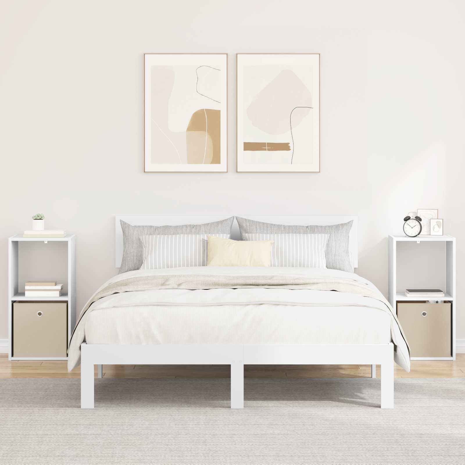 vidaXL Bedside Table 2 pcs White 35 x 32 x 68.5 cm Engineered Wood 1