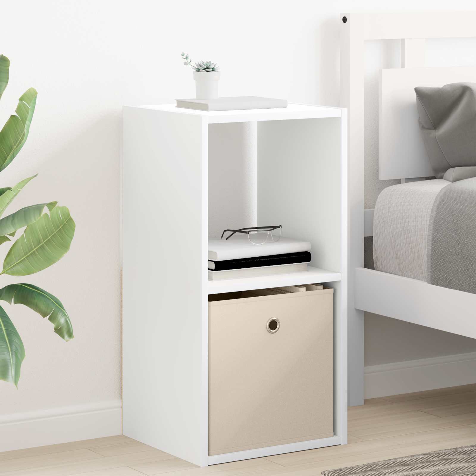 vidaXL Bedside Table 2 pcs White 35 x 32 x 68.5 cm Engineered Wood 4