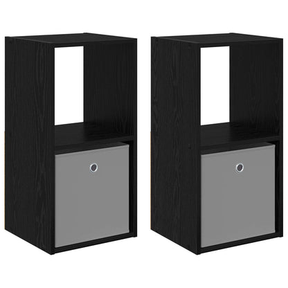 Bedside Table 2 pcs Black Oak Engineered Wood