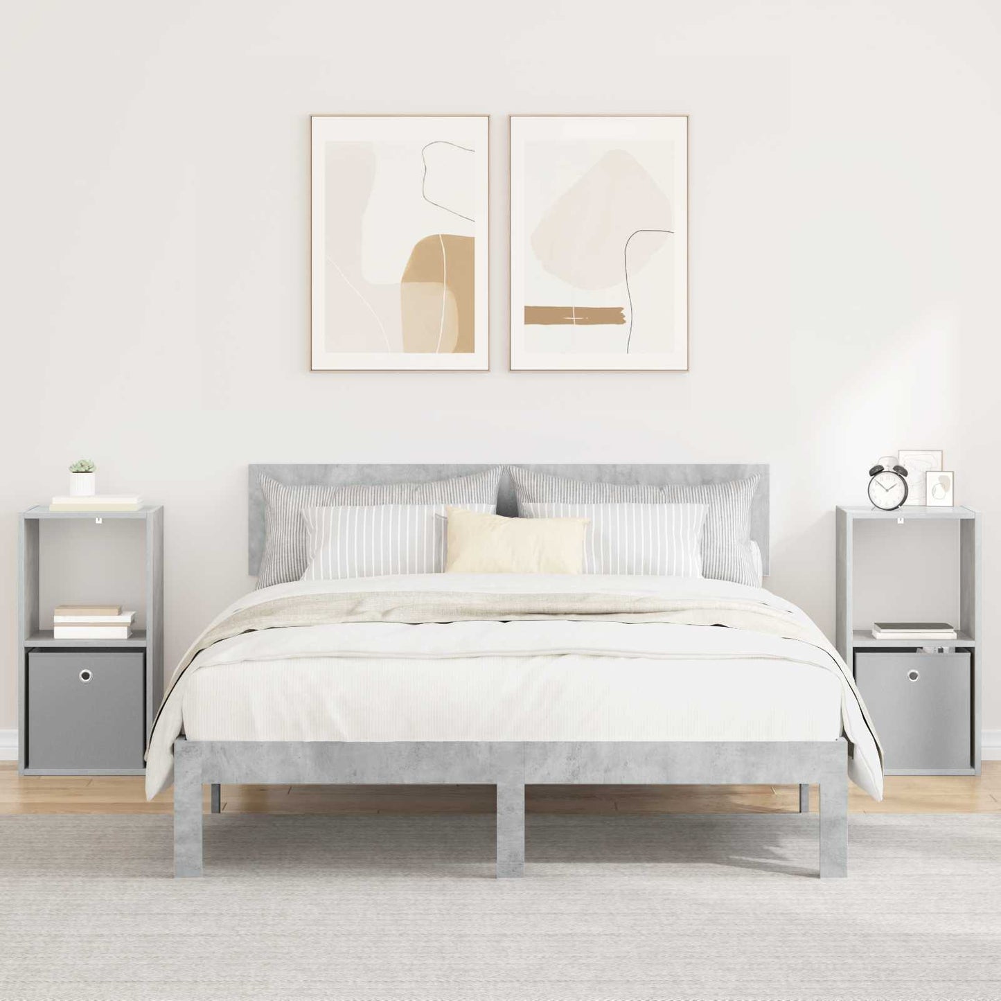 vidaXL Bedside Table 2 pcs Concrete Grey 35 x 32 x 68.5 cm 1