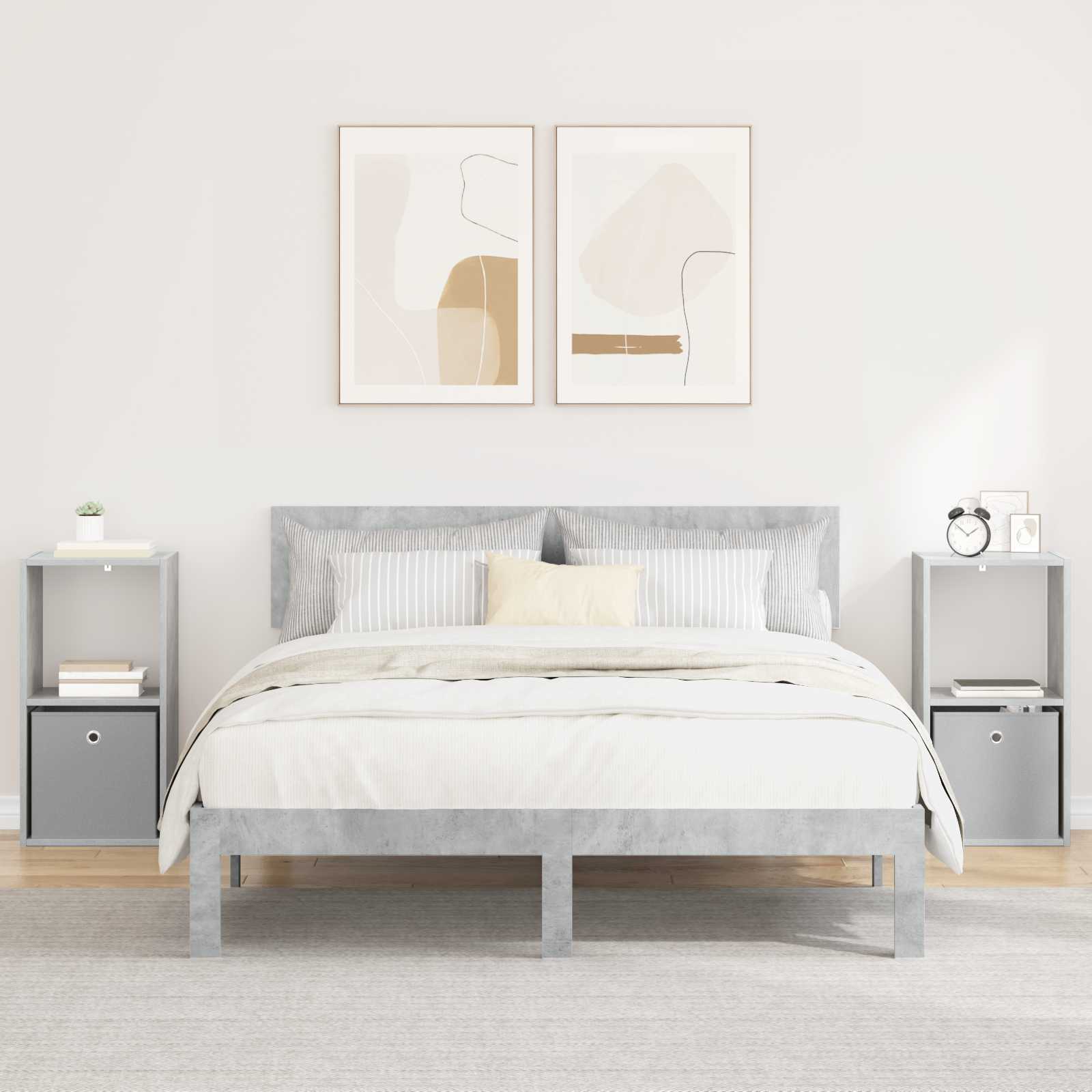 vidaXL Bedside Table 2 pcs Concrete Grey 35 x 32 x 68.5 cm 1