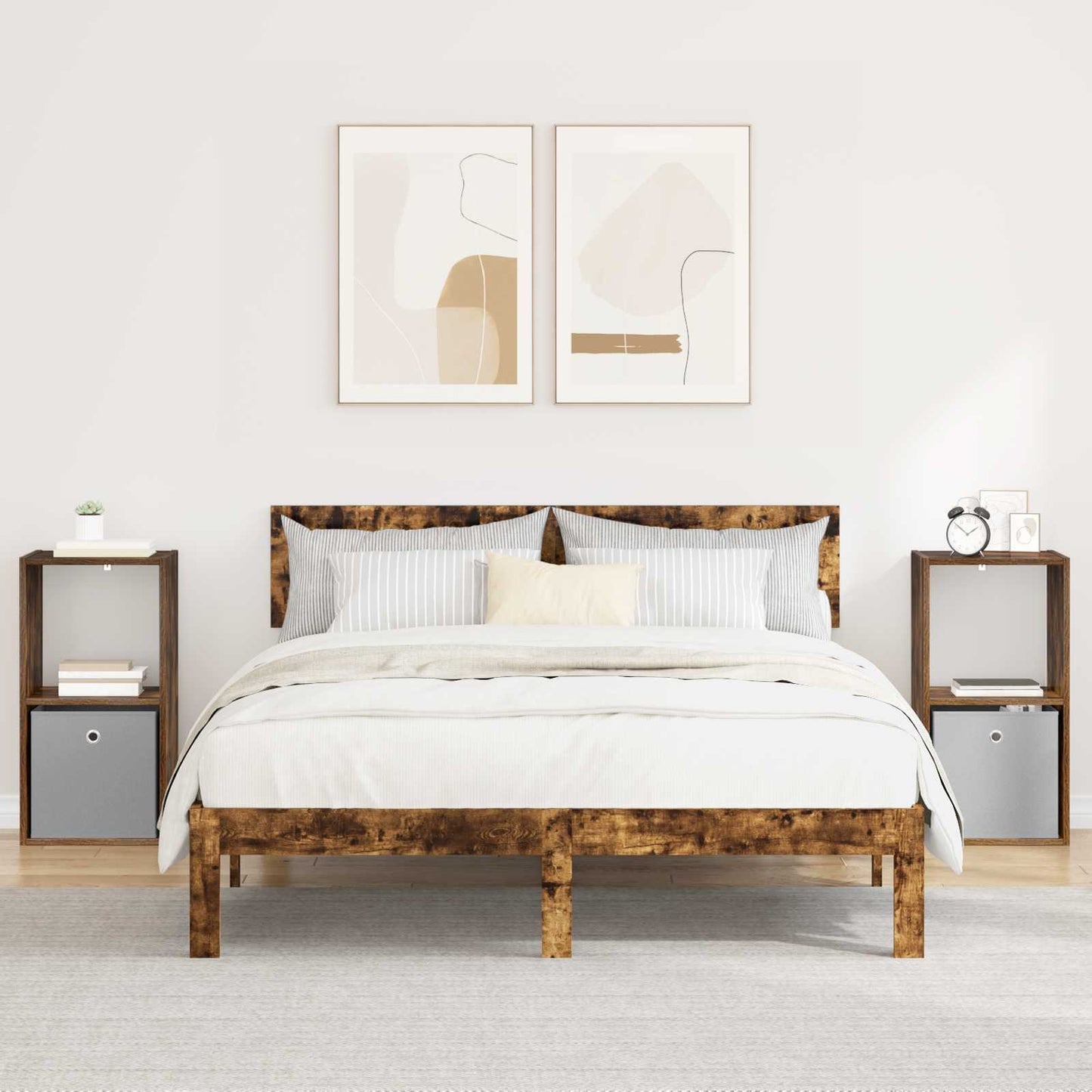 vidaXL Bedside Table 2 pcs Smoked Oak 35 x 32 x 68.5 cm 1
