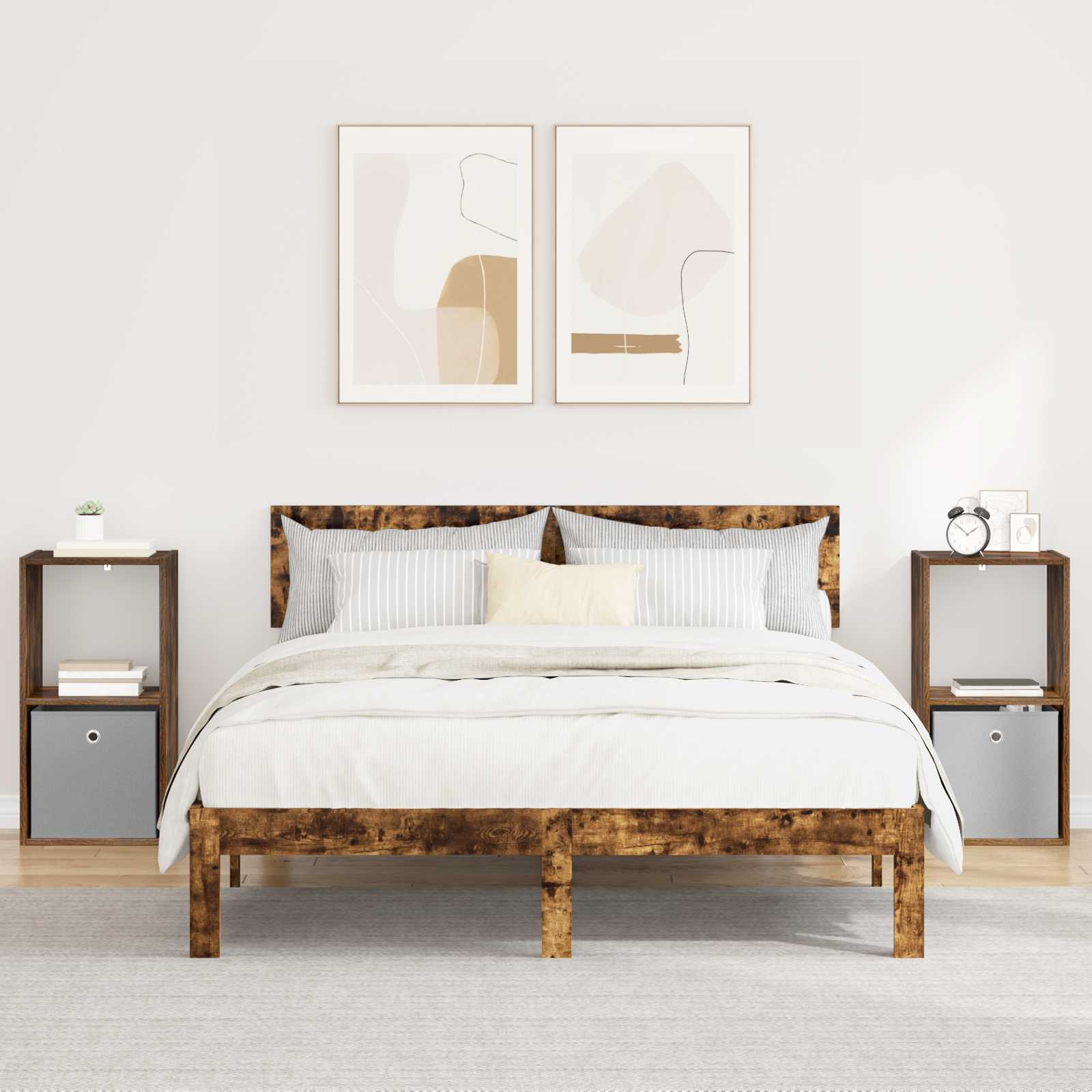 vidaXL Bedside Table 2 pcs Smoked Oak 35 x 32 x 68.5 cm 1