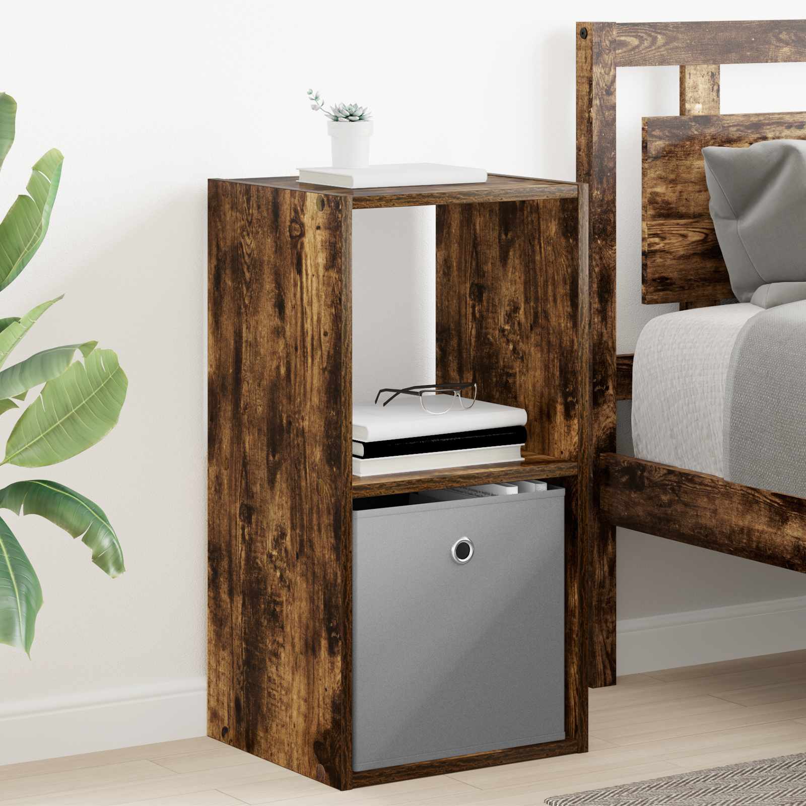 vidaXL Bedside Table 2 pcs Smoked Oak 35 x 32 x 68.5 cm 4
