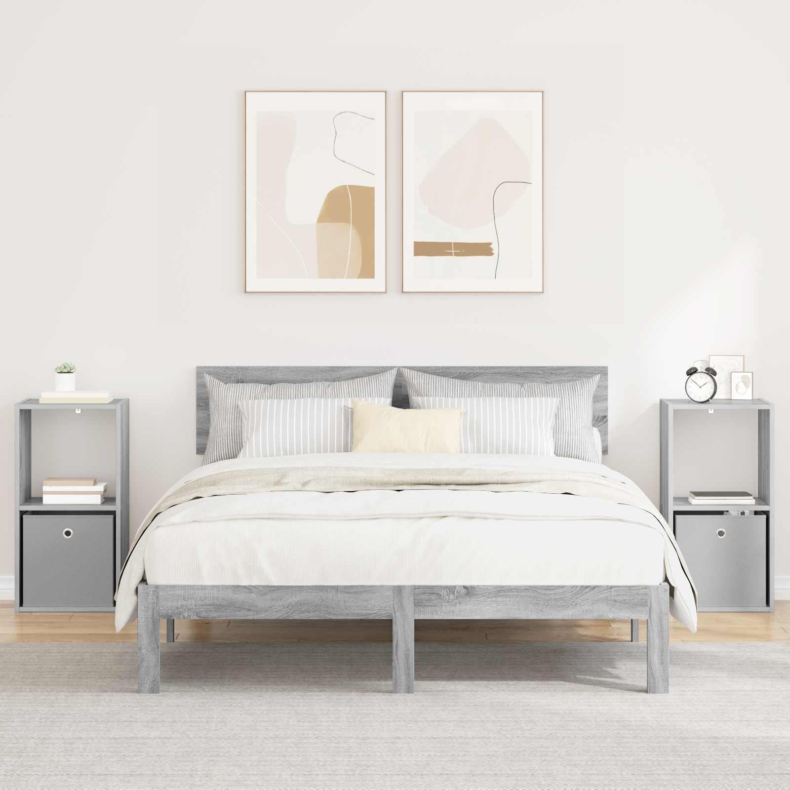 vidaXL Bedside Table 2 pcs Grey Sonoma 35 x 32 x 68.5 cm 1