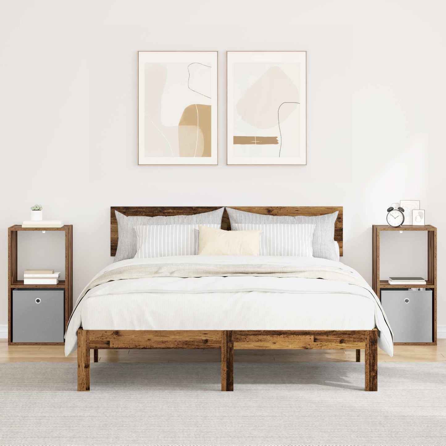 vidaXL Bedside Table 2 pcs Old Wood 35 x 32 x 68.5 cm Engineered Wood 1