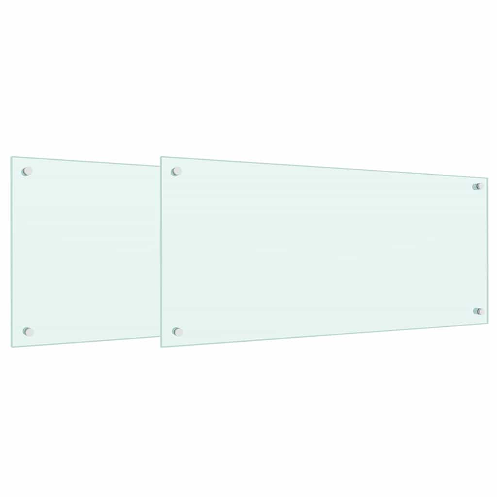 vidaXL Kitchen Backsplash 2 pcs White 90 x 40 cm Tempered Glass 2
