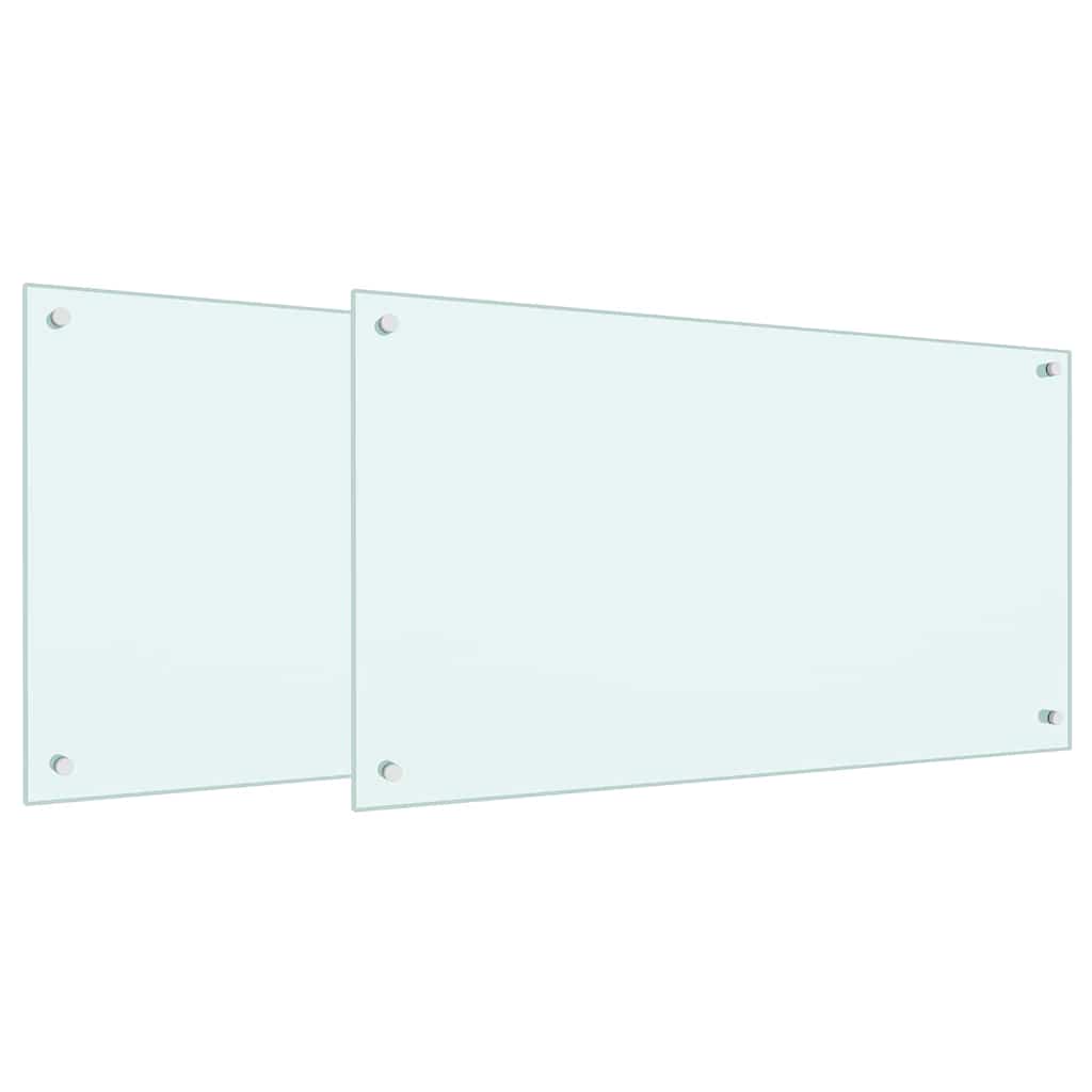 vidaXL Kitchen Backsplash 2 pcs White 90 x 50 cm Tempered Glass 2