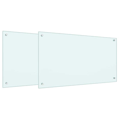 vidaXL Kitchen Backsplash 2 pcs White 90 x 50 cm Tempered Glass 2
