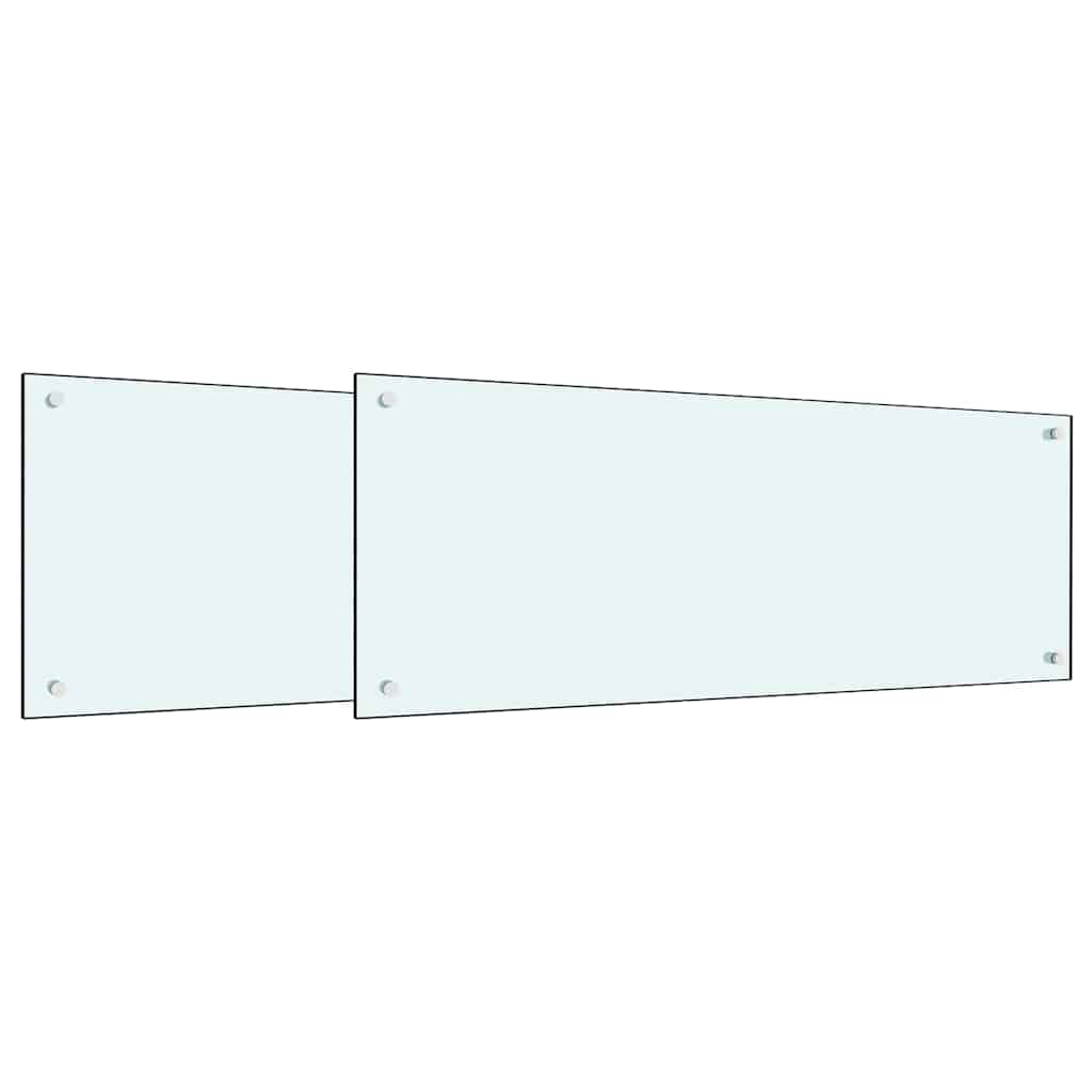 vidaXL Kitchen Backsplash 2 pcs White 100 x 40 cm Tempered Glass 2