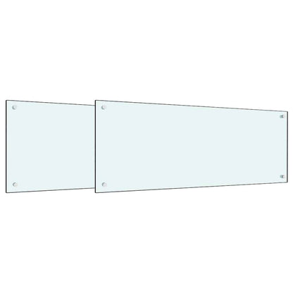 vidaXL Kitchen Backsplash 2 pcs White 100 x 40 cm Tempered Glass 2