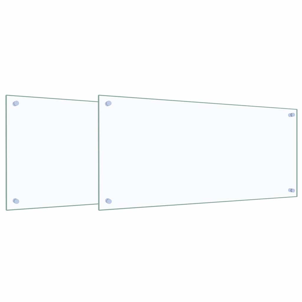 vidaXL Kitchen Backsplash 2 pcs Transparent 90 x 40 cm Tempered Glass 2
