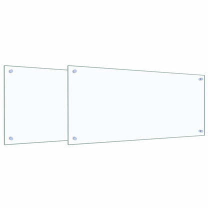 vidaXL Kitchen Backsplash 2 pcs Transparent 90 x 40 cm Tempered Glass 2
