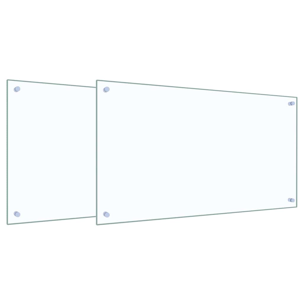 vidaXL Kitchen Backsplash 2 pcs Transparent 90 x 50 cm Tempered Glass 2