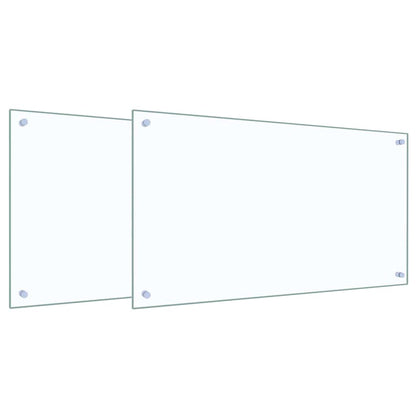 vidaXL Kitchen Backsplash 2 pcs Transparent 90 x 50 cm Tempered Glass 2