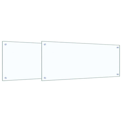 vidaXL Kitchen Backsplash 2 pcs Transparent 100 x 40 cm Tempered Glass 2