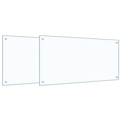 vidaXL Kitchen Backsplash 2 pcs Transparent 100 x 50 cm Tempered Glass 2
