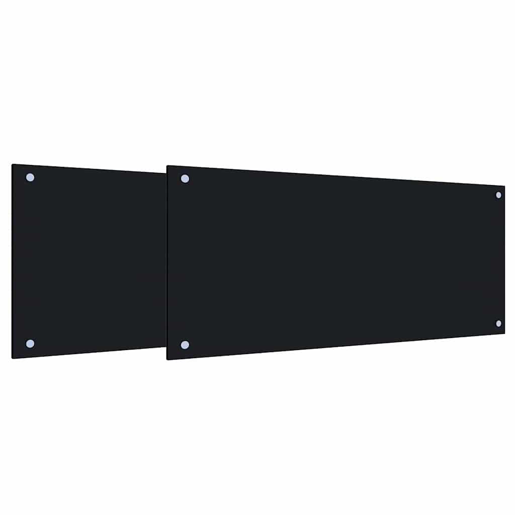 vidaXL Kitchen Backsplash 2 pcs Black 90 x 40 cm Tempered Glass 2