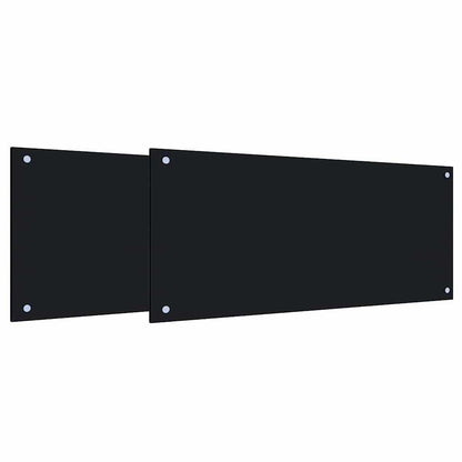 vidaXL Kitchen Backsplash 2 pcs Black 90 x 40 cm Tempered Glass 2