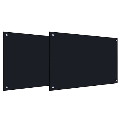 vidaXL Kitchen Backsplash 2 pcs Black 90 x 50 cm Tempered Glass 2