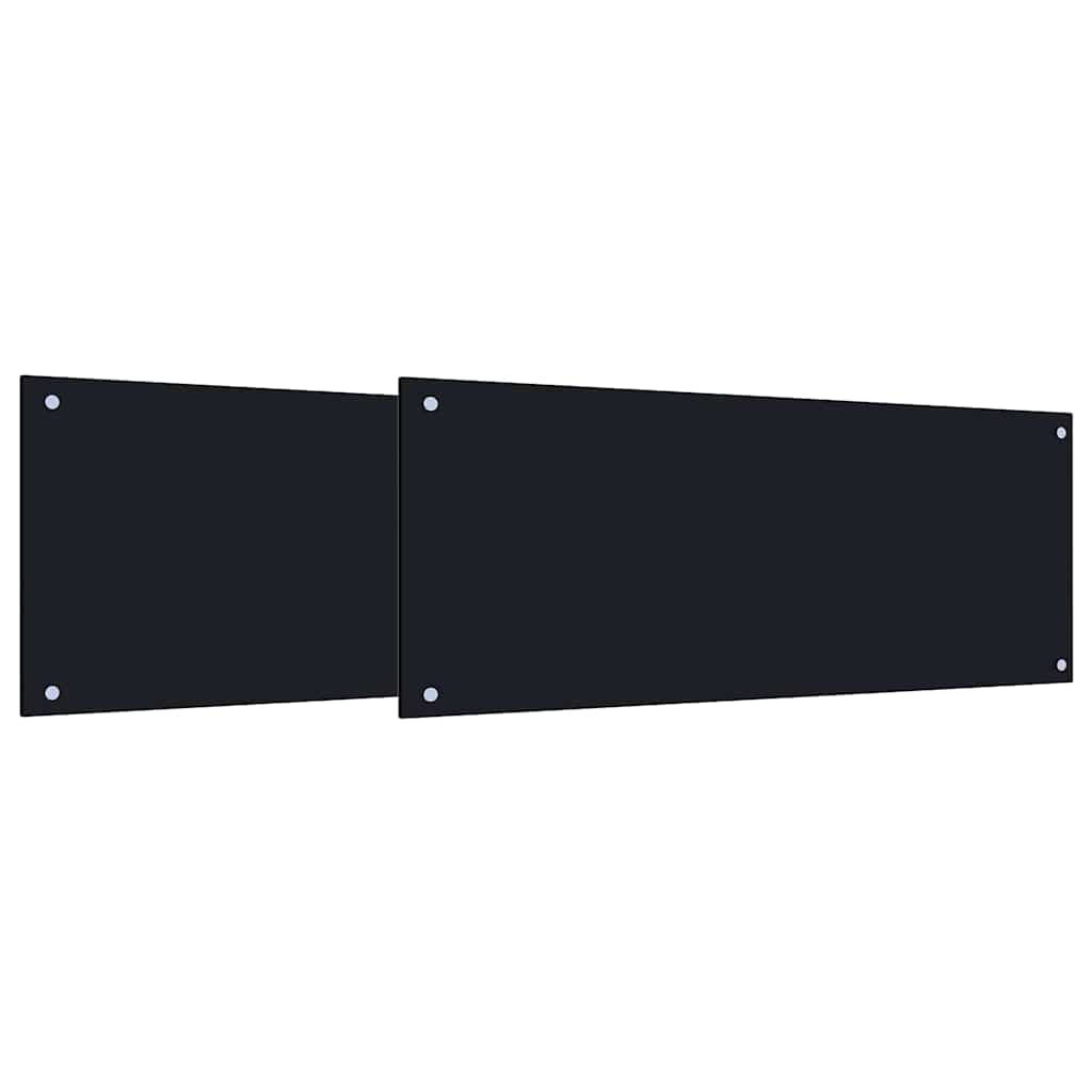 vidaXL Kitchen Backsplash 2 pcs Black 100 x 40 cm Tempered Glass 2