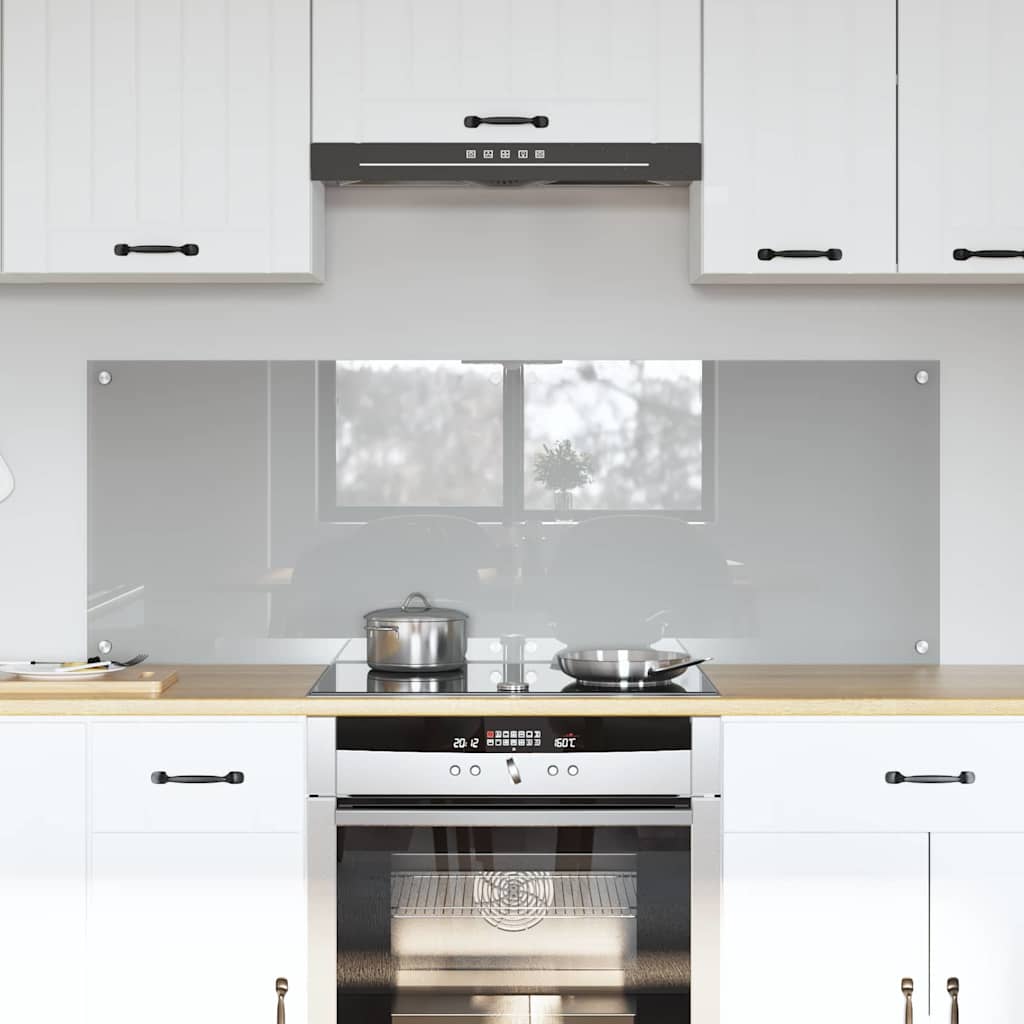 vidaXL Kitchen Backsplash 2 pcs Light Grey 70 x 50 cm Tempered Glass 1