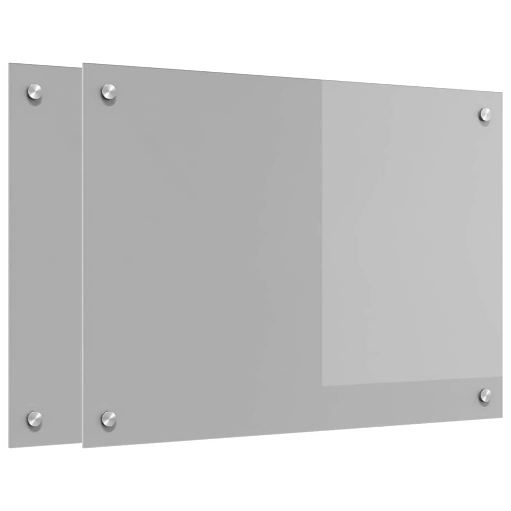 vidaXL Kitchen Backsplash 2 pcs Light Grey 70 x 50 cm Tempered Glass 2