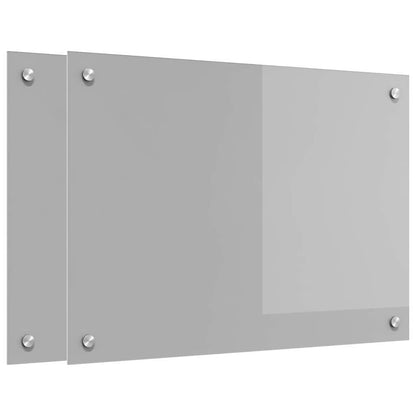 vidaXL Kitchen Backsplash 2 pcs Light Grey 70 x 50 cm Tempered Glass 2