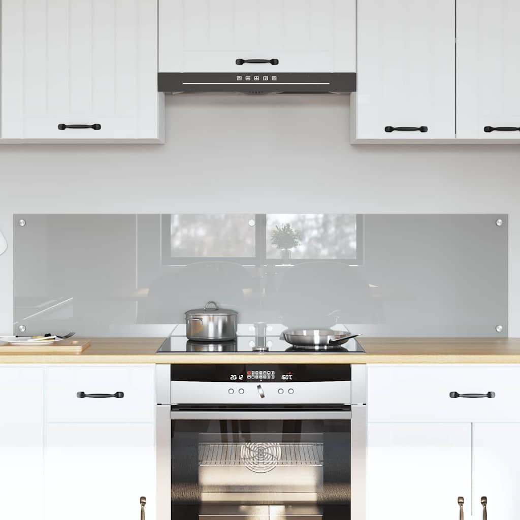vidaXL Kitchen Backsplash 2 pcs Light Grey 80 x 40 cm Tempered Glass 1
