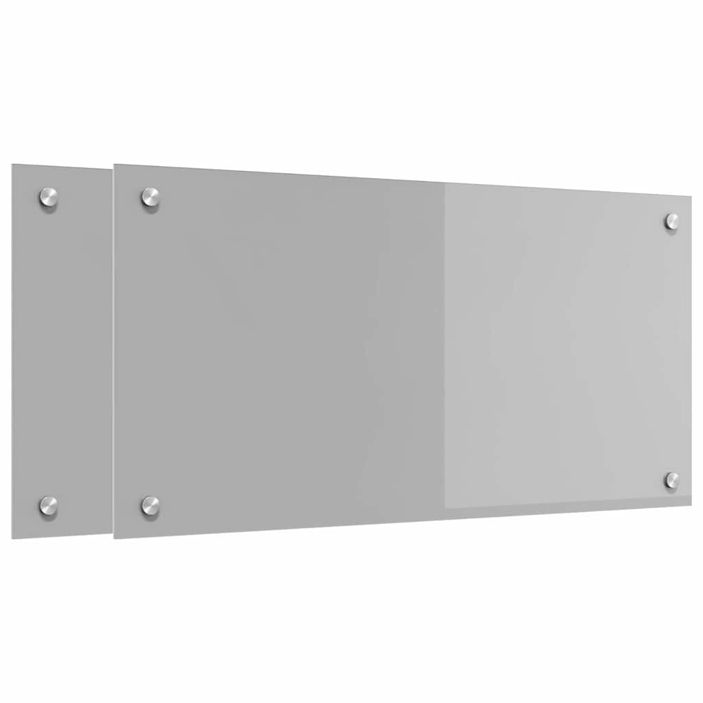 vidaXL Kitchen Backsplash 2 pcs Light Grey 80 x 40 cm Tempered Glass 2