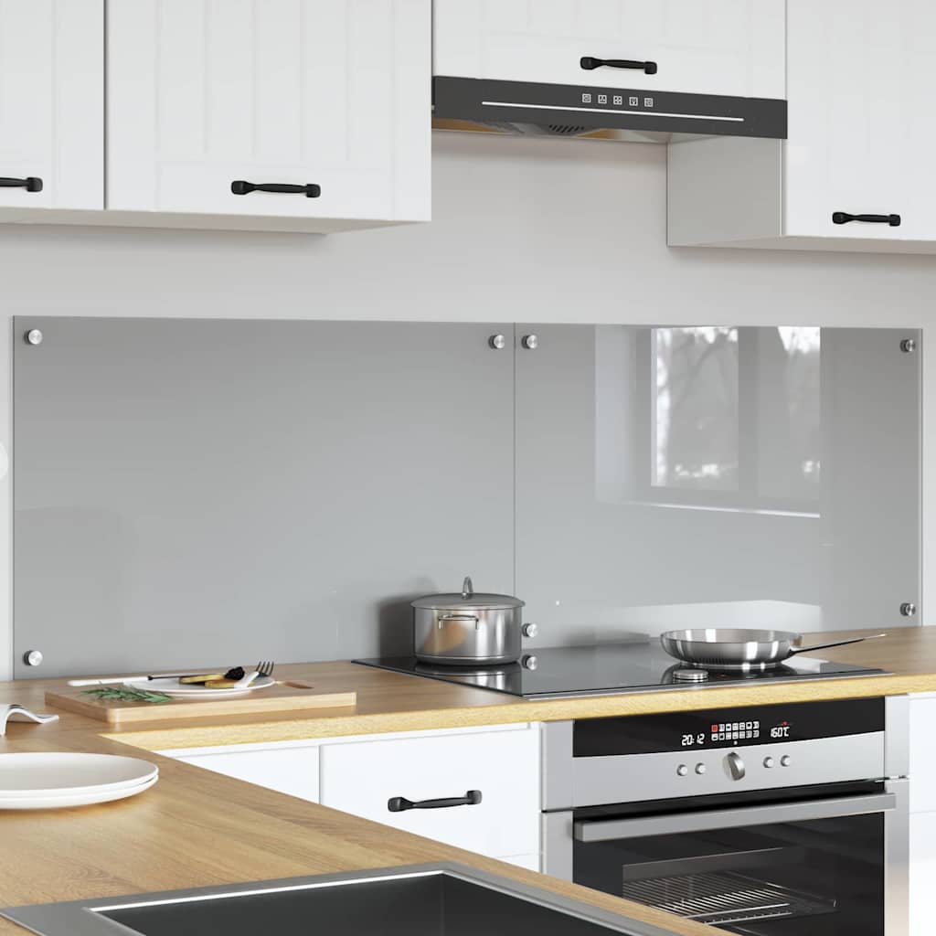 vidaXL Kitchen Backsplash 2 pcs Light Grey 80 x 50 cm Tempered Glass 3