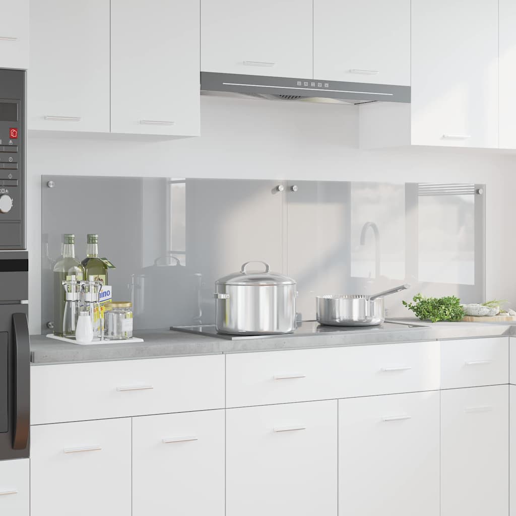 vidaXL Kitchen Backsplash 70 x 50 cm Tempered Glass 2 pcs Light Grey