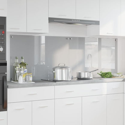 Kitchen Backsplash 70 x 60 cm Tempered Glass 2 pcs Light Grey 90 cm