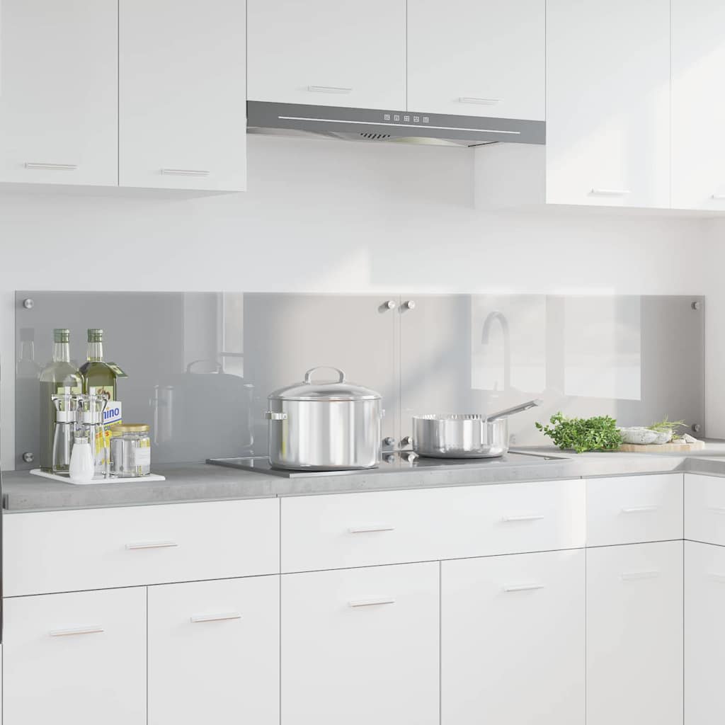 vidaXL Kitchen Backsplash 2 pcs Light Grey 100 x 40 cm Tempered Glass 1