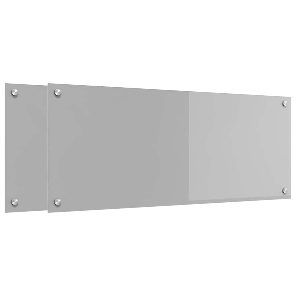 vidaXL Kitchen Backsplash 2 pcs Light Grey 100 x 40 cm Tempered Glass 2