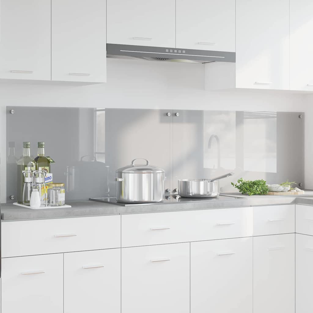 vidaXL Kitchen Backsplash 70 x 50 cm Tempered Glass 2 pcs Light Grey