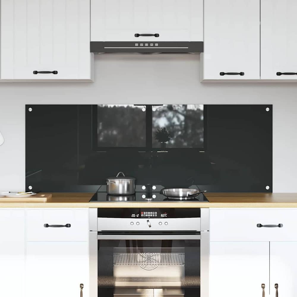 vidaXL Kitchen Backsplash 70 x 50 cm Tempered Glass 2 pcs Dark Grey
