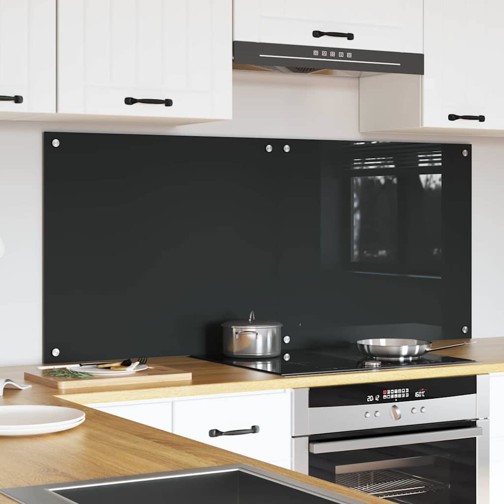 vidaXL Kitchen Backsplash 2 pcs Dark Grey 70 x 60 cm Tempered Glass 3