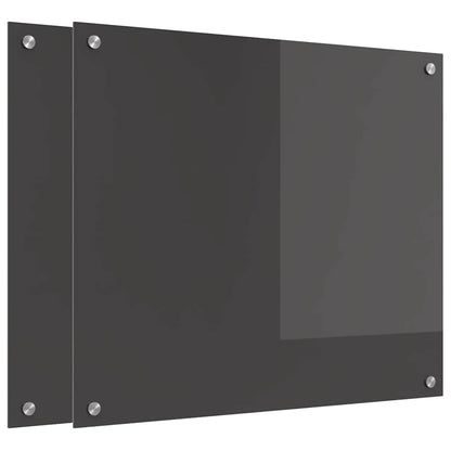 vidaXL Kitchen Backsplash 2 pcs Dark Grey 70 x 60 cm Tempered Glass 2