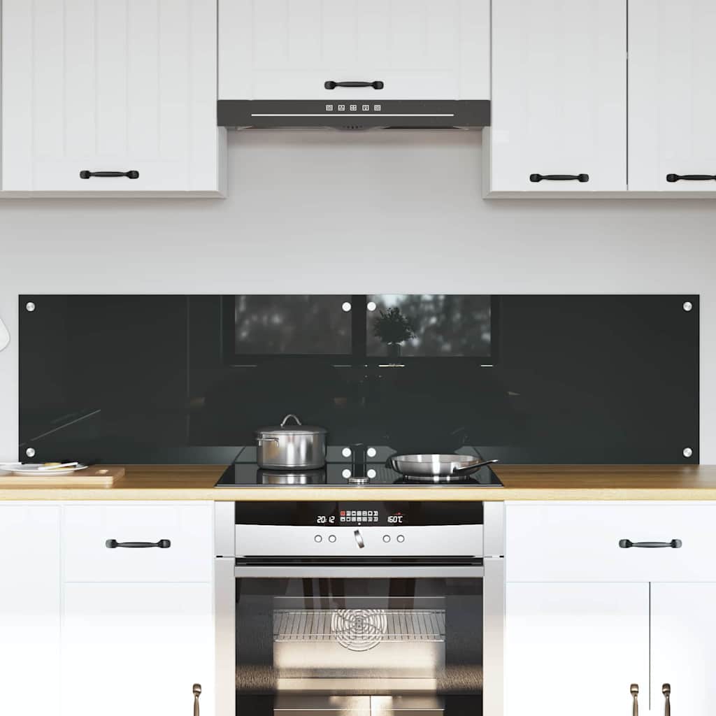 vidaXL Kitchen Backsplash 2 pcs Dark Grey 80 x 40 cm Tempered Glass 1