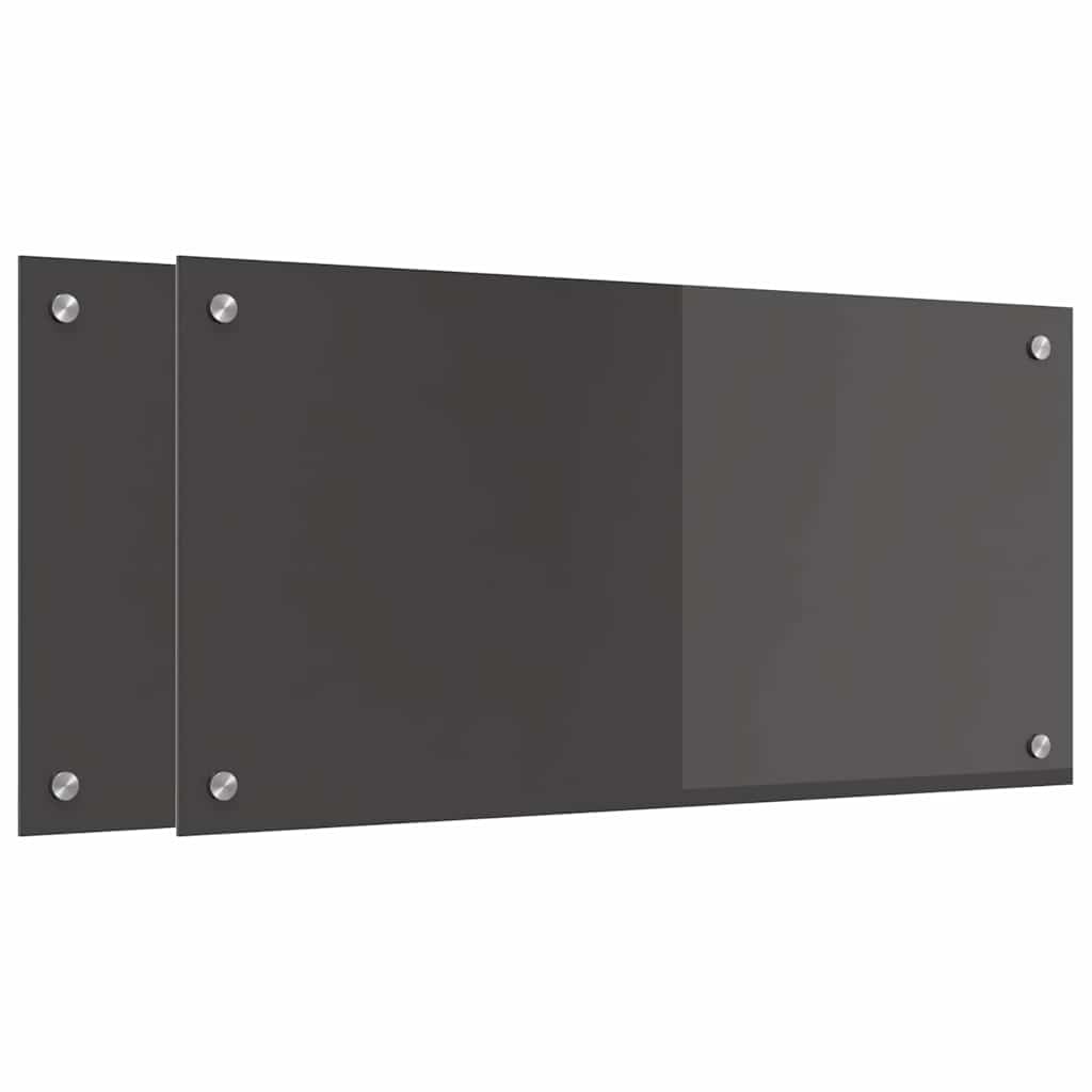 vidaXL Kitchen Backsplash 2 pcs Dark Grey 80 x 40 cm Tempered Glass 2