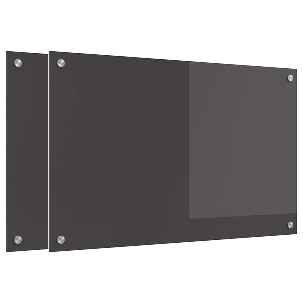 vidaXL Kitchen Backsplash 2 pcs Dark Grey 80 x 50 cm Tempered Glass 2