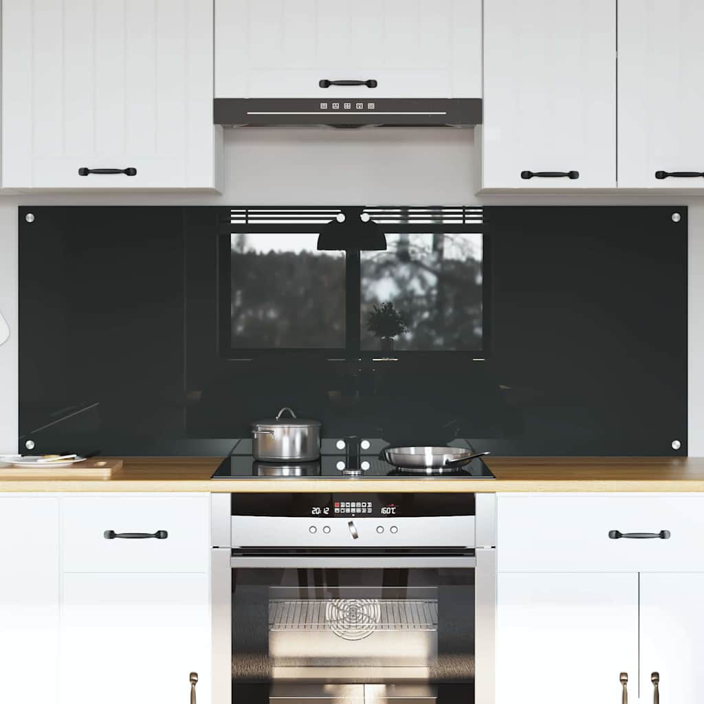 Kitchen Backsplash 70 x 60 cm Tempered Glass 2 Depth 60 cm Dark grey 80 cm