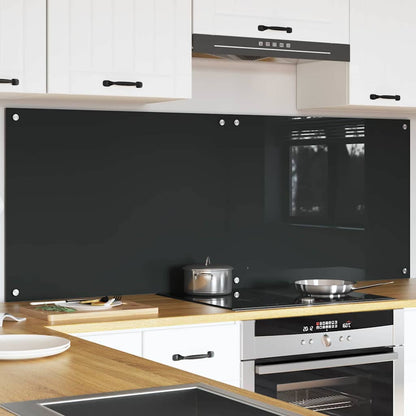 Kitchen Backsplash 70 x 60 cm Tempered Glass 2 Depth 60 cm Dark grey 80 cm