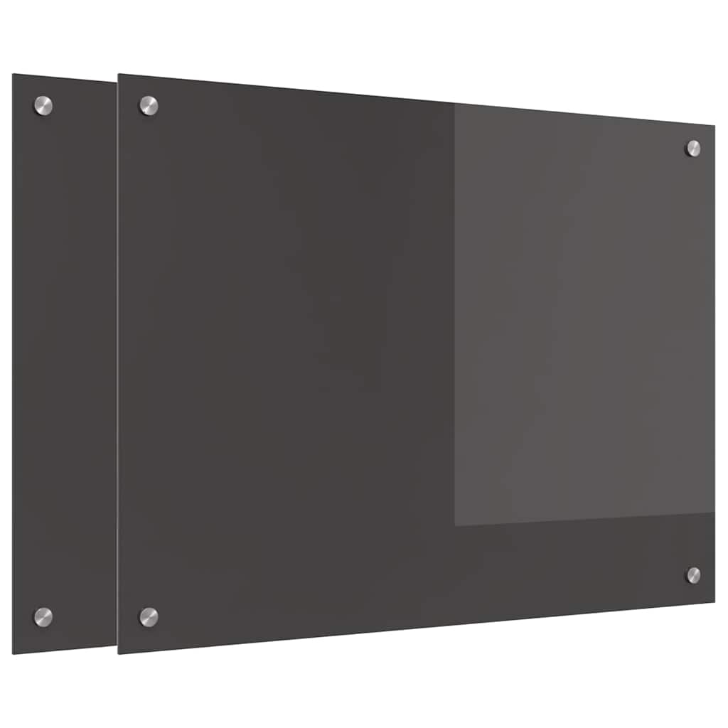 Kitchen Backsplash 70 x 60 cm Tempered Glass 2 Depth 60 cm Dark grey 80 cm