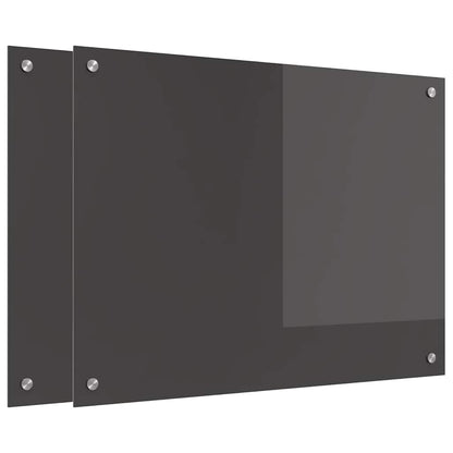 Kitchen Backsplash 70 x 60 cm Tempered Glass 2 Depth 60 cm Dark grey 80 cm