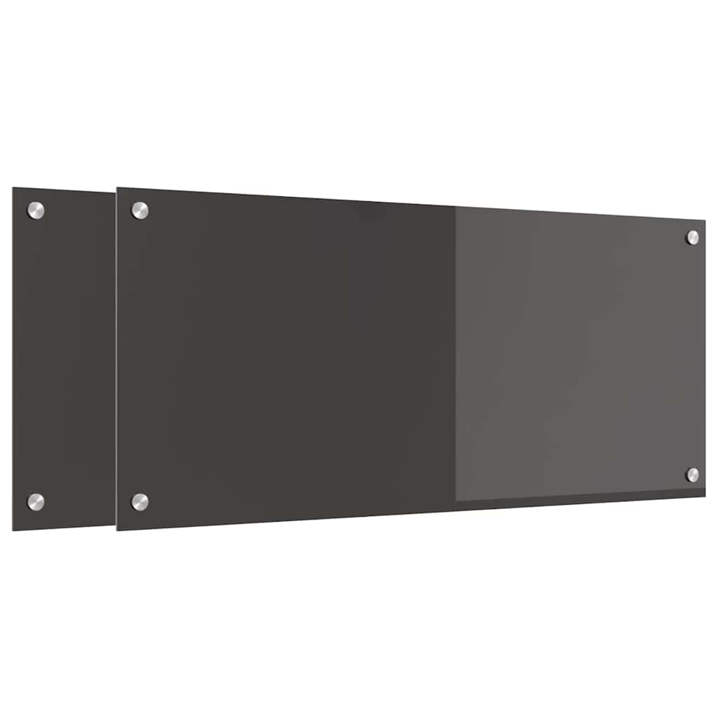 vidaXL Kitchen Backsplash 2 pcs Dark Grey 90 x 40 cm Tempered Glass 2